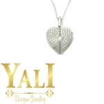 תליון לב משובץ נפתח לחריטת אות