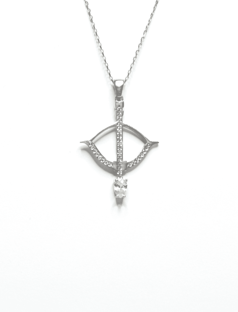 שרשרת כסף 925 עם תליון חץ וקשת משובץ