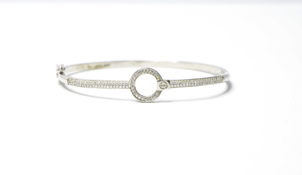 צמיד קשיח כסף 925 משובץ