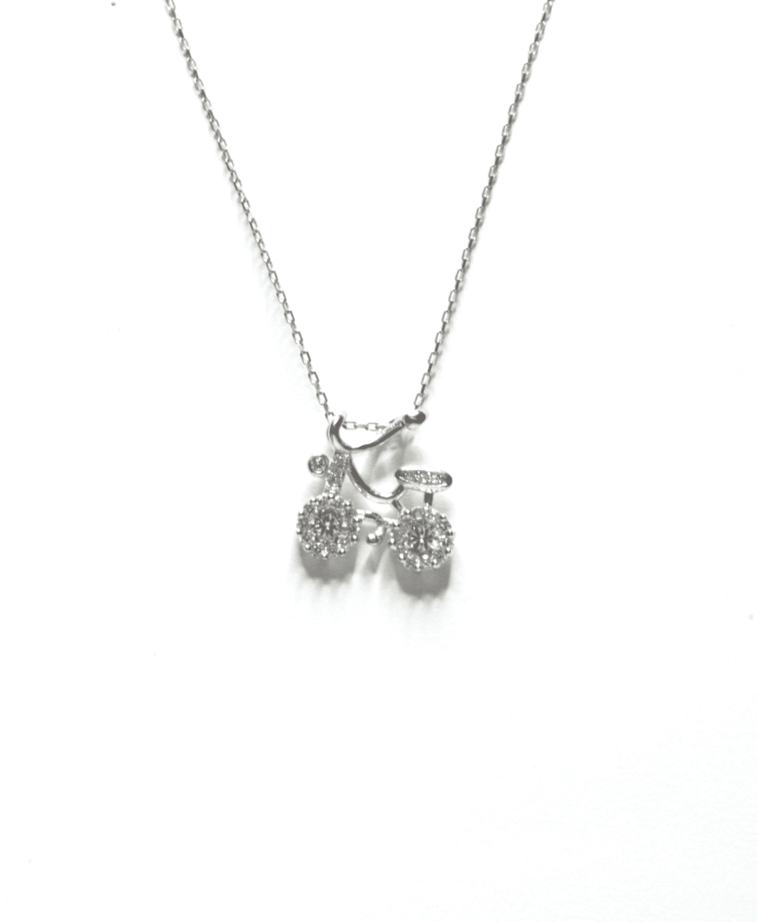 שרשרת כסף 925 עם תליון אופניים משובץ