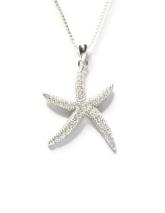 שרשרת כסף 925 עם תליון כוכב ים משובץ