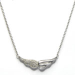 שרשרת כסף 925 עם תליון כנפיים משובץ וחלק