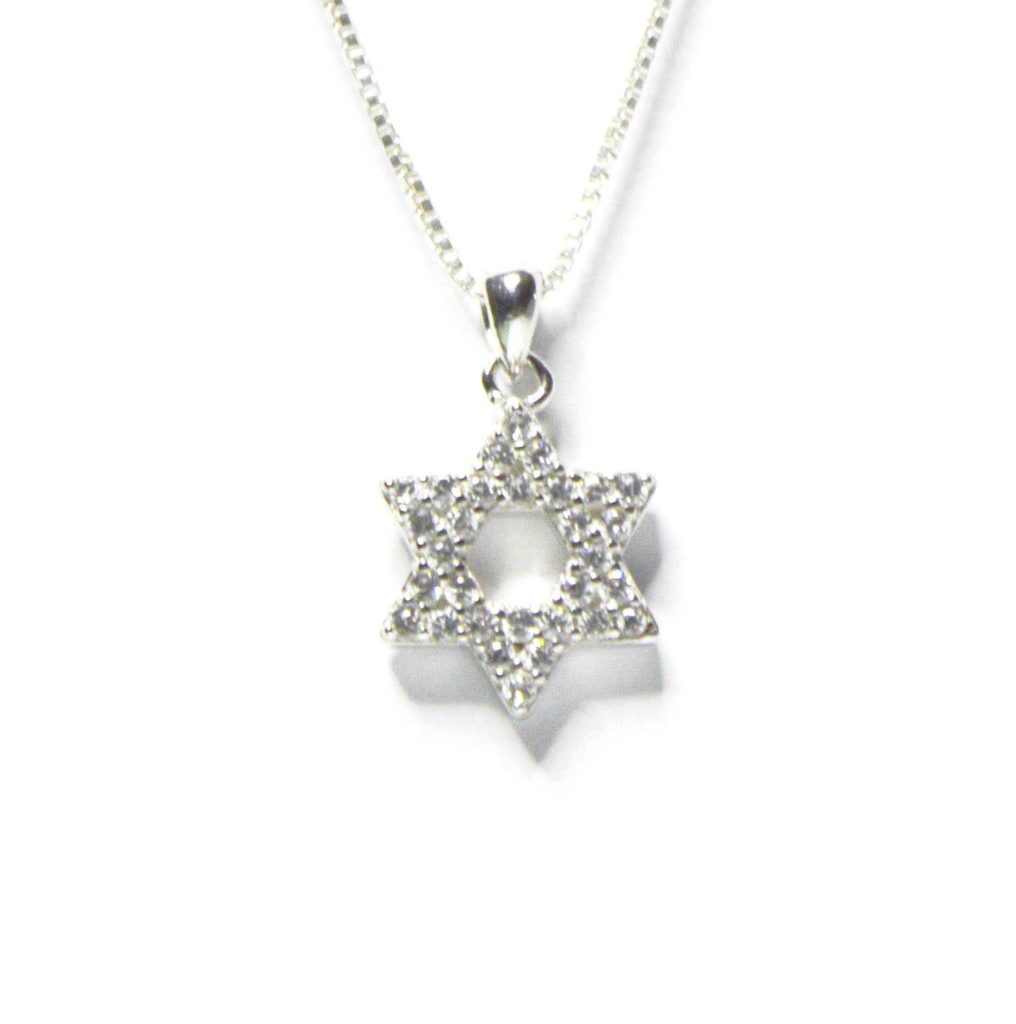 שרשרת כסף 925 עם תליון מגן דוד משובץ