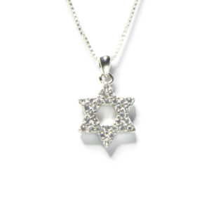 שרשרת כסף 925 עם תליון מגן דוד משובץ