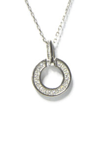 שרשרת כסף 925 עם תליון עגול משובץ