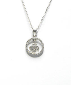 שרשרת כסף 925 עם תליון עגול משובץ