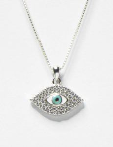שרשרת כסף 925 עם תליון עין משובץ