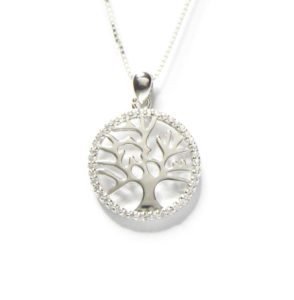 שרשרת כסף 925 עם תליון עץ החיים משובץ