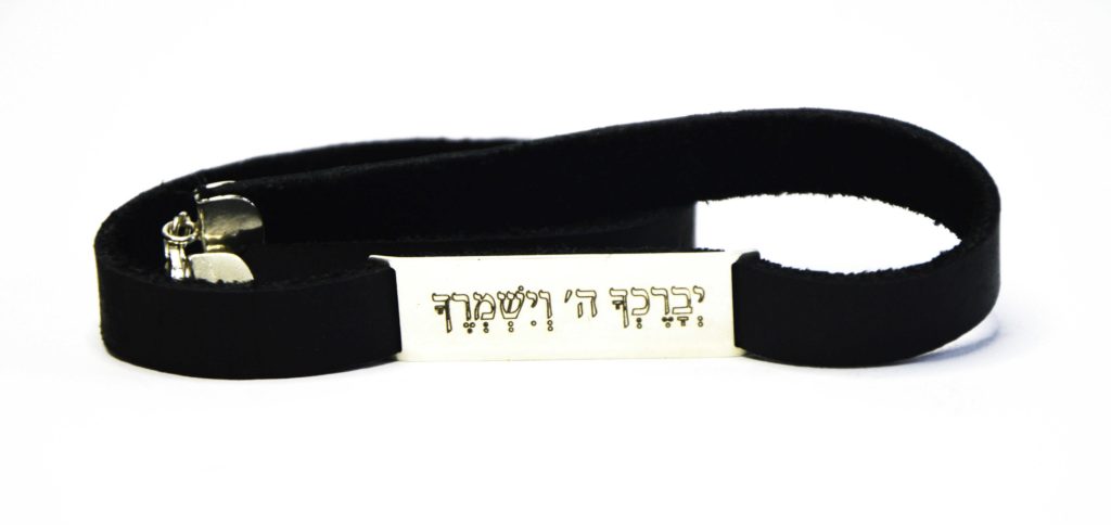 צמיד לגבר כסף 925 ושילוב רצועות עור חריטה