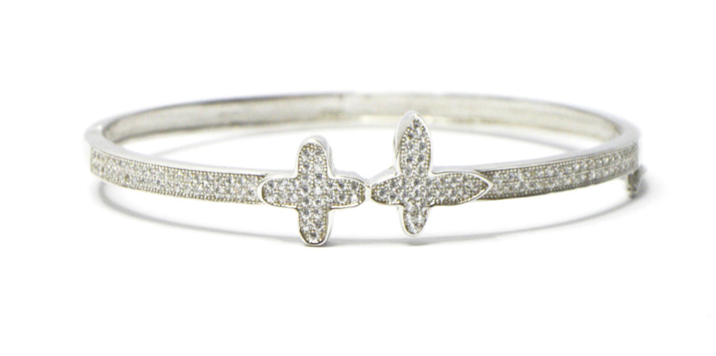 צמיד קשיח כסף 925 משובץ צורה תואמת