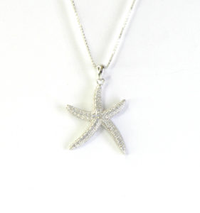 שרשרת כסף 925 עם תליון כוכב ים גדול משובץ