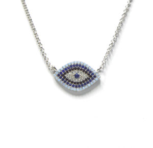 שרשרת כסף 925 עם תליון עין משובץ