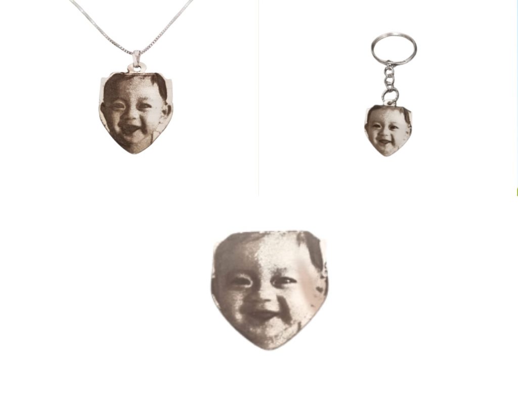 סט שרשרת מחזיק מפתחות ומטבע עם תמונה והקדשה אישית תליון כסף מגן